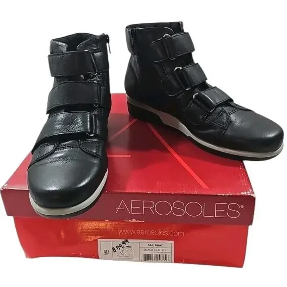 Aerosoles ~Woman Size 9M~ Black Leather Ankle Boots NEW!